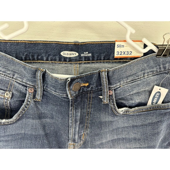 Old Navy Skinny Built In Flex Tough Denim Jeans Dark Wash Mens 32x32 - Picture 5 of 8
